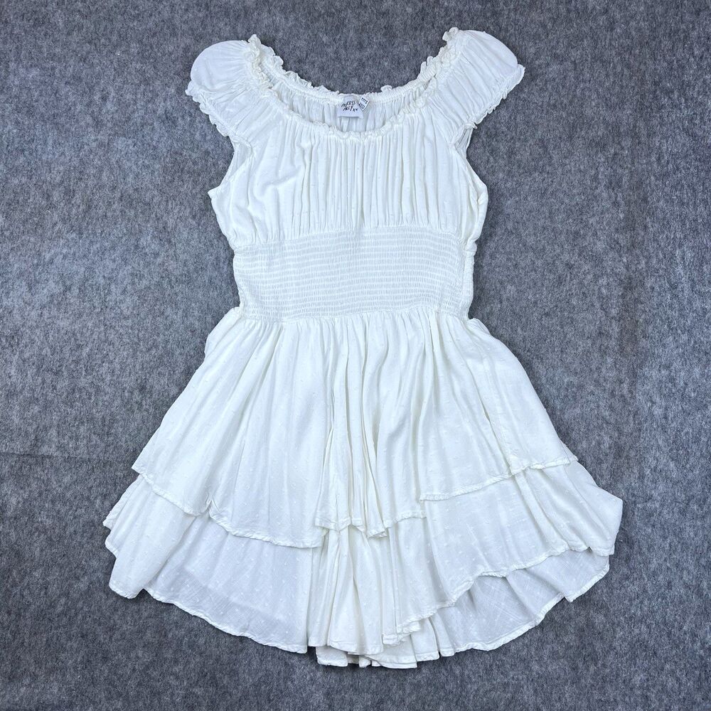 Princess Polly Women's Love Galore White Romper Dress White Ruffle Boho Size 12